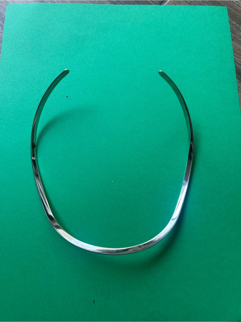 Sleek Sterling Silver Collar Torque Necklace Minimalist Choker 26.4g Vintage - Picture 5 of 9
